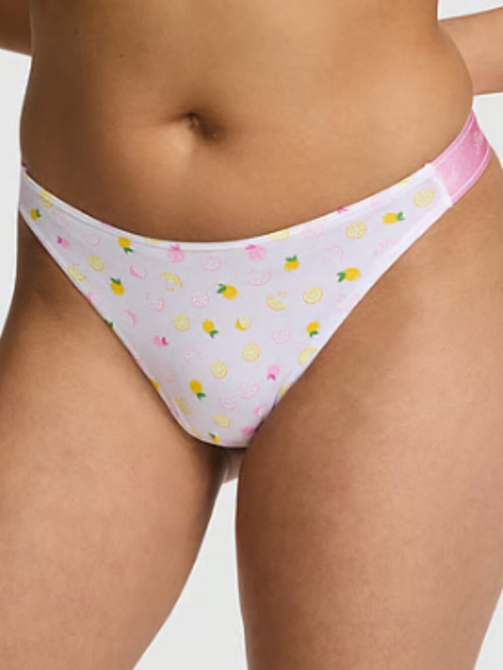 Victoria's Secret Pink Logo Cotton Thong Large New Women High Leg Panty lemon VS